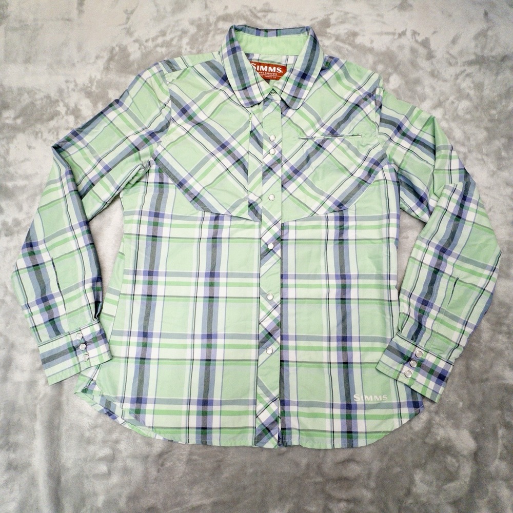 Simms Fishing Guide Series Plaid Shirt Womens Small Western Outdoors Gorpcore